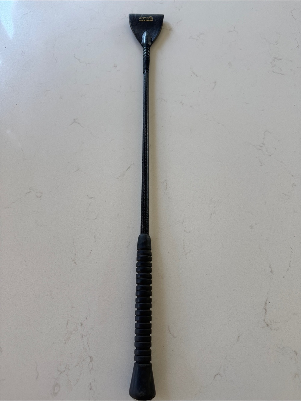 County Black Leather Riding Crop 20" Made in England